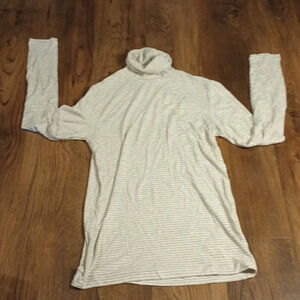 Splendid Taupe+ White Stripe Turtle Neck W/ Metallic Flecks FFF